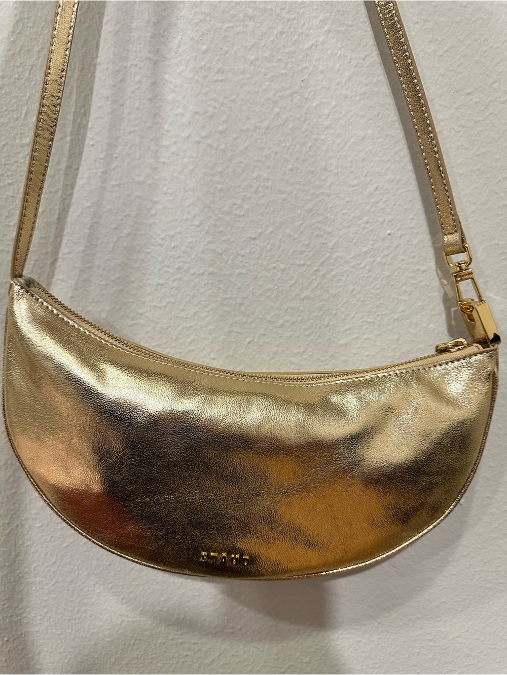 STAUD Gold Crescent Shoulder Bag